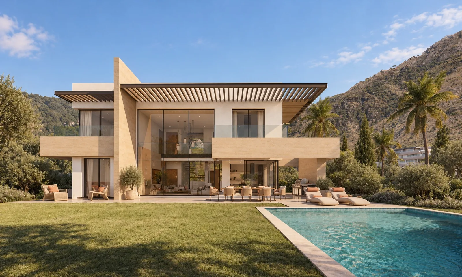 A light-filled villa opening onto a private garden and pool